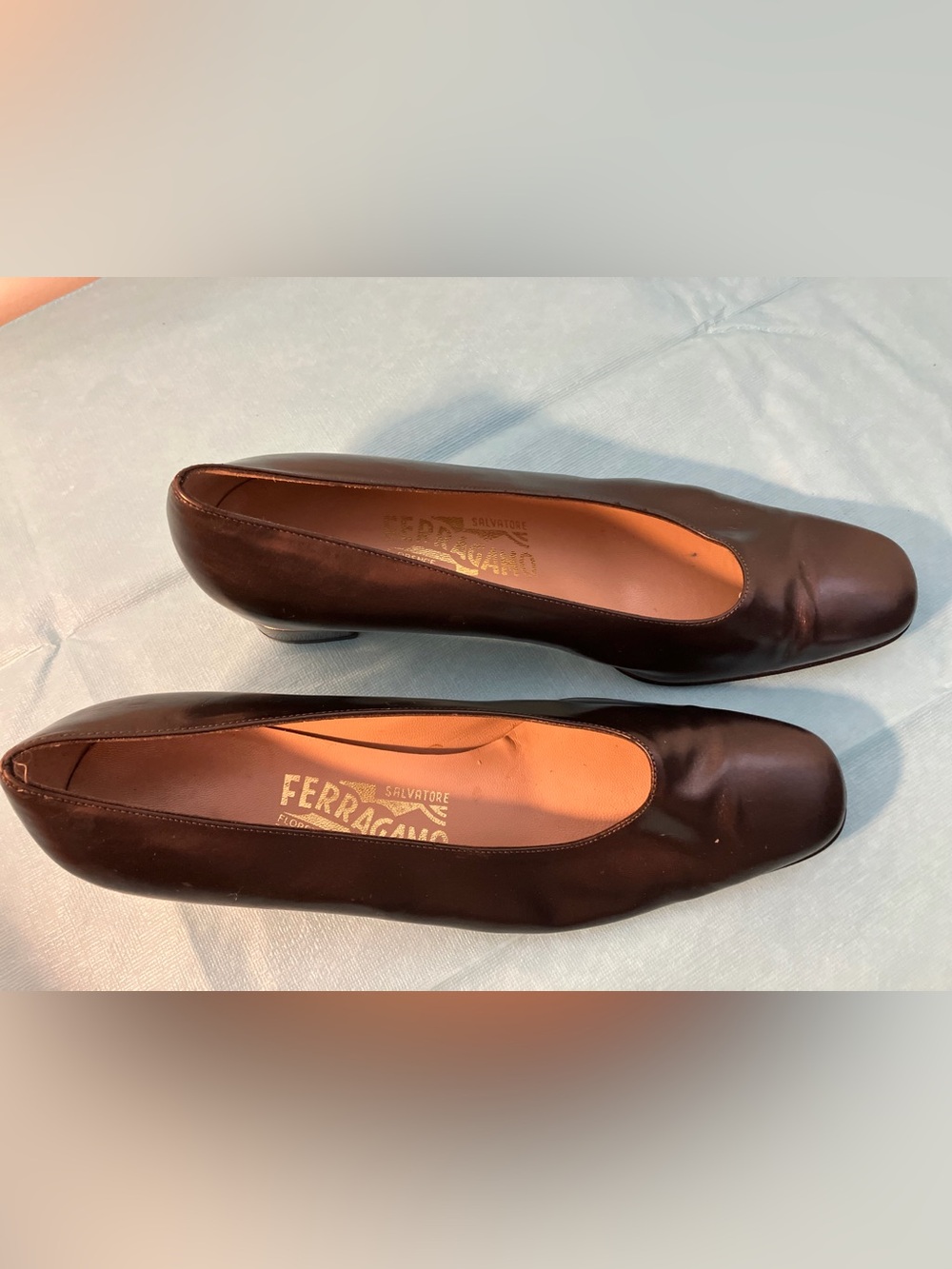 VINTAGE SALVATORE FERRAGAMO MADE IN ITALY WOMEN SHOES SZ 7B DARK GRAY LEATHER - Picture 4 of 10